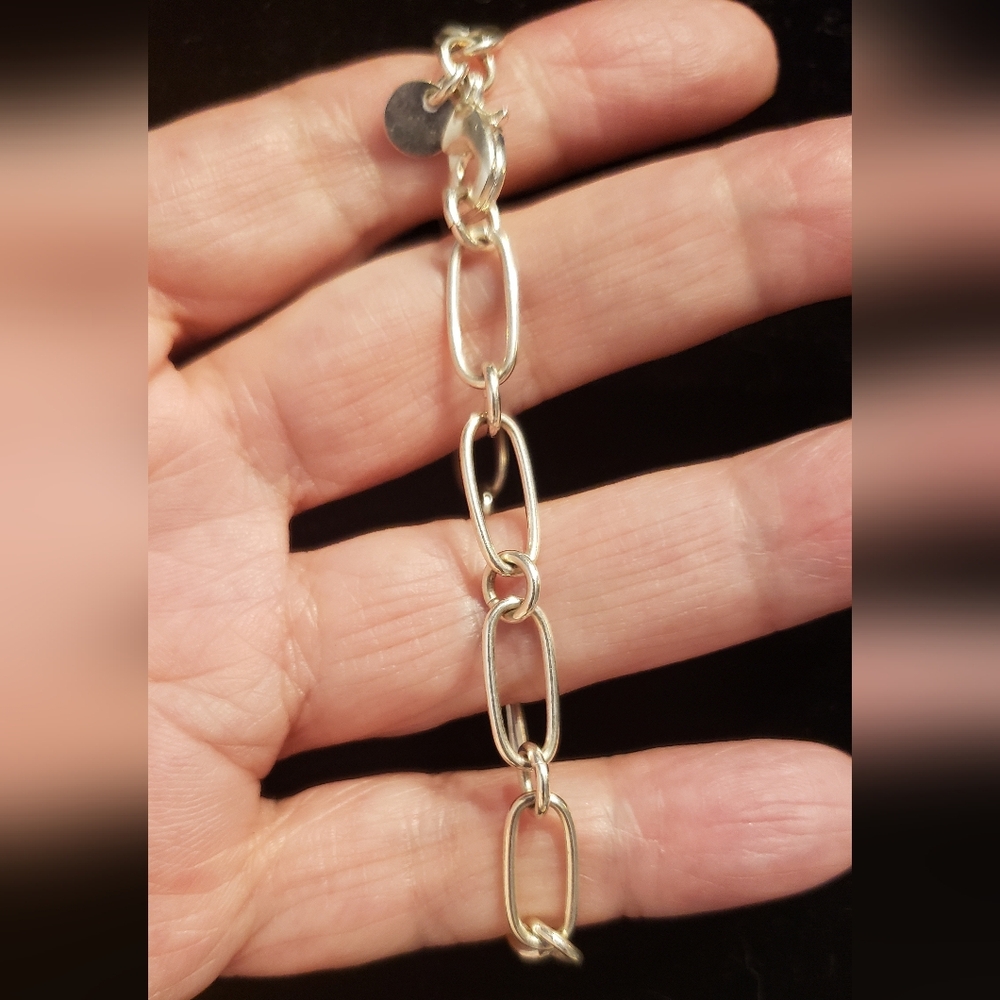 Bracelet Sterling Stamped 925 NEW Classic Paper Clip Link Style White Silver LUV - Picture 7 of 7